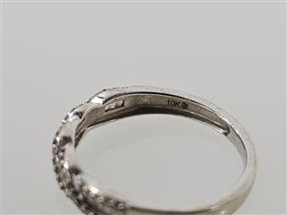 10K White Gold APX 1/4 CTW Round Baguette Diamond Weave Wedding Band Sz 7